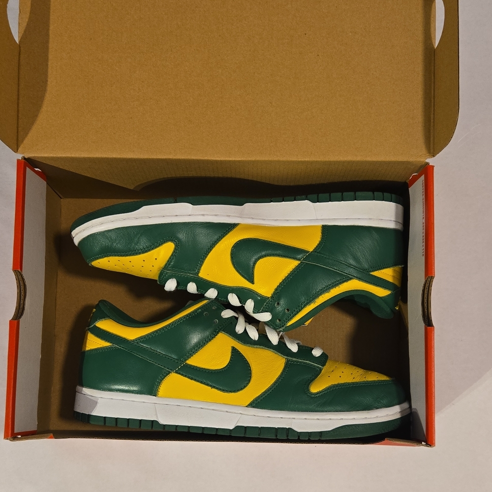 Nike Dunk Low Forest Green and Sunburst Yellow Sneakers
